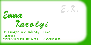 emma karolyi business card